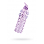 Гелевая фиолетовая насадка с шариками, шипами и усиком - 11 см. - Toyfa Basic - в Раменском купить с доставкой