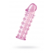 Гелевая розовая насадка на фаллос с шипами - 12 см. - Toyfa Basic - в Раменском купить с доставкой
