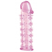 Гелевая розовая насадка на фаллос с шипами - 12 см. - Toyfa Basic - в Раменском купить с доставкой
