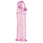 Гладкая розовая насадка с усиками под головкой - 12,5 см. - Toyfa Basic - в Раменском купить с доставкой