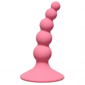 Розовая анальная пробка Ribbed Plug Pink - 10,5 см.