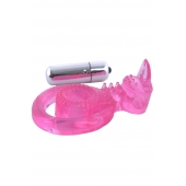 Розовая вибронасадка со стимулятор клитора   Язычок - Toyfa Basic - в Раменском купить с доставкой