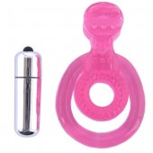 Розовая вибронасадка со стимулятор клитора   Язычок - Toyfa Basic - в Раменском купить с доставкой