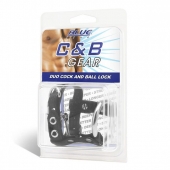 Утяжка на пенис на замочке Duo Cock And Ball Lock - BlueLine - купить с доставкой в Раменском