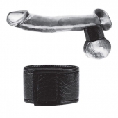 Чёрная утяжка на мошонку 1  Velcro Ball Stretcher - BlueLine - купить с доставкой в Раменском