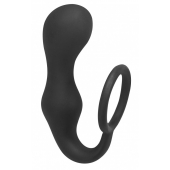 Чёрное эрекционное кольцо с анальной пробкой Double Pleasure Anal Plug - Lola Games - в Раменском купить с доставкой