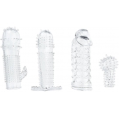 Набор из 4 насадок на член Pleasured Penis Enhancement Sleeve 4 Pack - XR Brands - в Раменском купить с доставкой