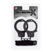 Чёрные наручники из листового металла в комплекте с веревкой BONDX METAL CUFFS LOVE ROPE SET - Dream Toys - купить с доставкой в Раменском
