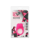 Розовое эрекционное кольцо с щеточкой LIT-UP SILICONE STIMU RING 5 - Dream Toys - в Раменском купить с доставкой