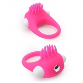 Розовое эрекционное кольцо с щеточкой LIT-UP SILICONE STIMU RING 5 - Dream Toys - в Раменском купить с доставкой