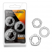 Набор из 3 прозрачных эрекционных колец Stay Hard Beaded Cockrings - Blush Novelties - в Раменском купить с доставкой