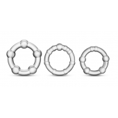Набор из 3 прозрачных эрекционных колец Stay Hard Beaded Cockrings - Blush Novelties - в Раменском купить с доставкой