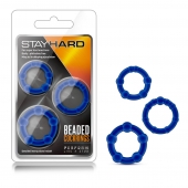Набор из 3 синих эрекционных колец Stay Hard Beaded Cockrings - Blush Novelties - в Раменском купить с доставкой