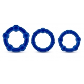 Набор из 3 синих эрекционных колец Stay Hard Beaded Cockrings - Blush Novelties - в Раменском купить с доставкой