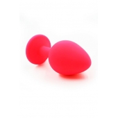 Розовая силиконовая анальная пробка с красным кристаллом - 7 см. - Kanikule - купить с доставкой в Раменском Розовая силиконовая анальная пробка с красным кристаллом - 7 см. - Kanikule - купить с доставкой в Раменском