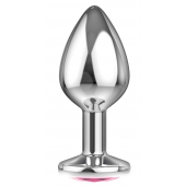 Большая серебристая анальная пробка Diamond Pink Sparkle Large с розовым кристаллом - 8 см. - Lola Games - купить с доставкой в Раменском