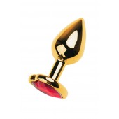 Золотистая анальная пробка с кристаллом-сердцем - 7,5 см. - ToyFa - купить с доставкой в Раменском