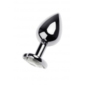 Серебристая анальная пробка с прозрачным кристаллом-сердцем - 8 см. - ToyFa - купить с доставкой в Раменском