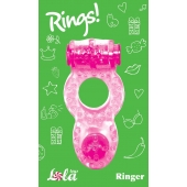 Розовое эрекционное кольцо с вибрацией Rings Ringer - Lola Games - в Раменском купить с доставкой