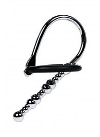 Серебристый уретральный плаг-бусины TOYFA Metal с мягким фиксириющим кольцом - ToyFa - купить с доставкой в Раменском