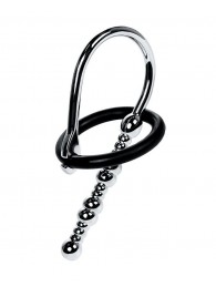 Серебристый уретральный плаг-бусины TOYFA Metal с мягким фиксириющим кольцом - ToyFa - купить с доставкой в Раменском