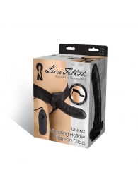 Чёрный полый страпон с вибрацией Unisex Vibrating Hollow Strap-On - 14 см. - Lux Fetish - купить с доставкой в Раменском