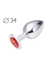 Коническая серебристая анальная втулка с красным кристаллом - 8,2 см. - Anal Jewelry Plug - купить с доставкой в Раменском