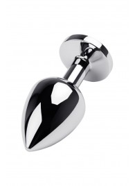 Серебристая коническая анальная пробка с красным кристаллом - 8 см. - ToyFa - купить с доставкой в Раменском