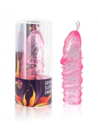 Закрытая рельефная насадка Crystal sleeve snakes в виде змеи с усиками - 14 см. - Erowoman-Eroman - в Раменском купить с доставкой