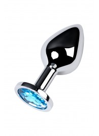 Серебристая конусовидная анальная пробка с голубым кристаллом - 8 см. - ToyFa - купить с доставкой в Раменском