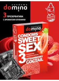 Презервативы для орального секса DOMINO Sweet Sex с ароматом клубничного коктейля  - 3 шт. - Domino - купить с доставкой в Раменском