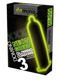 Презервативы DOMINO Neon Green со светящимся в темноте кончиком - 3 шт. - Domino - купить с доставкой в Раменском