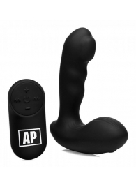 Черный стимулятор простаты Alpha-Pro 7X P-Milker Silicone Prostate Stimulator with Milking Bead - XR Brands - в Раменском купить с доставкой