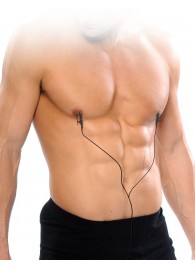 Черные электрические зажимы для сосков Shock Therapy Nipple Clamps - Pipedream - купить с доставкой в Раменском