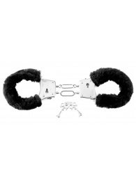 Меховые чёрные наручники Beginner s Furry Cuffs - Pipedream - купить с доставкой в Раменском