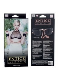 Черные мягкие наручники Entice French Cuffs с цепью - California Exotic Novelties - купить с доставкой в Раменском