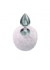 Серебристая анальная пробка с белым пушистым хвостиком Twinkle - Lola Games - купить с доставкой в Раменском