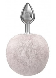 Серебристая анальная пробка с белым пушистым хвостиком Twinkle - Lola Games - купить с доставкой в Раменском