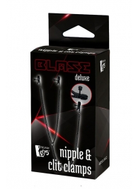 Черные зажимы на соски и клитор на цепочке DELUXE NIPPLE   CLIT CLAMPS - Dream Toys - купить с доставкой в Раменском