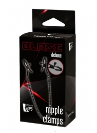 Черные зажимы на соски на цепочке BLAZE DELUXE NIPPLE CLAMPS - Dream Toys - купить с доставкой в Раменском