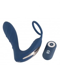 Синий вибростимулятор простаты с кольцом - 14,5 см. - Orion - в Раменском купить с доставкой