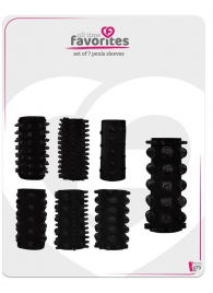 Набор из 7 черных насадок PENIS SLEEVES SET - Dream Toys - в Раменском купить с доставкой