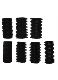 Набор из 7 черных насадок PENIS SLEEVES SET - Dream Toys - в Раменском купить с доставкой