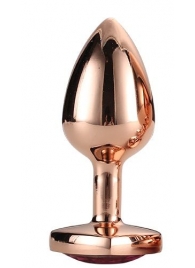 Золотистая анальная втулка с кристаллом-сердечком розового цвета - 7,1 см. - Dream Toys - купить с доставкой в Раменском