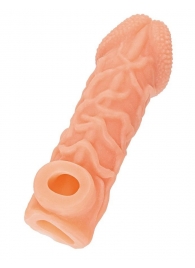 Телесная закрытая насадка с венками Cock Sleeve Size S - 13,8 см. - KOKOS - в Раменском купить с доставкой Телесная закрытая насадка с венками Cock Sleeve Size S - 13,8 см. - KOKOS - в Раменском купить с доставкой