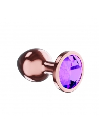 Пробка цвета розового золота с фиолетовым кристаллом Diamond Amethyst Shine S - 7,2 см. - Lola Games - купить с доставкой в Раменском