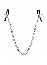 Зажимы для сосков с фиолетовой цепочкой Sweet Caress Nipple Chain - Sweet Caress - купить с доставкой в Раменском