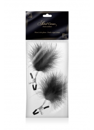 Зажимы на соски с черными пуховыми кисточками Sweet Caress Feather Nipple Clumps - Sweet Caress - купить с доставкой в Раменском