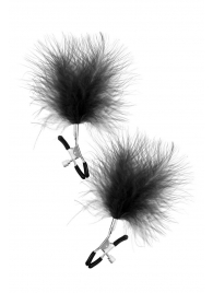 Зажимы на соски с черными пуховыми кисточками Sweet Caress Feather Nipple Clumps - Sweet Caress - купить с доставкой в Раменском