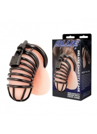 Черная металлическая клетка с замком Deluxe Chastity Cage - BlueLine - купить с доставкой в Раменском